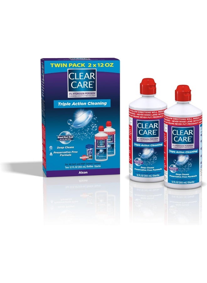 Clear Care Cleaning & Disinfecting Solution With Lens Case (Pack Of 2, 12Oz Each) - Image 1